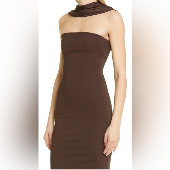 et Ochs Women's Jackie Scarf Neck Midi Dress - Brown - Size 8- Dark - Picture 4 of 11